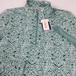 Tommy Bahama Everyday Active Womens Small Green Damask 1/4 Zip Pullover NWT